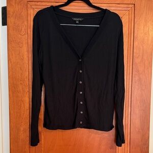 Banana Republic Black Modal Ribbed Button-Up Cardigan